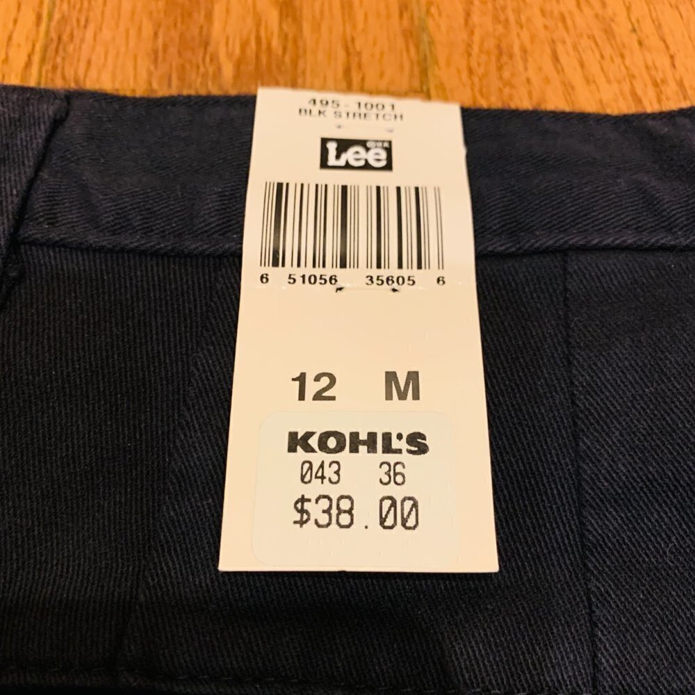 LEE PLAIN FRONT WASHED TWILL TAPERED STRETCH LEG PANTS MISSES SZ 12 -BLACK- NWT - Picture 11 of 16